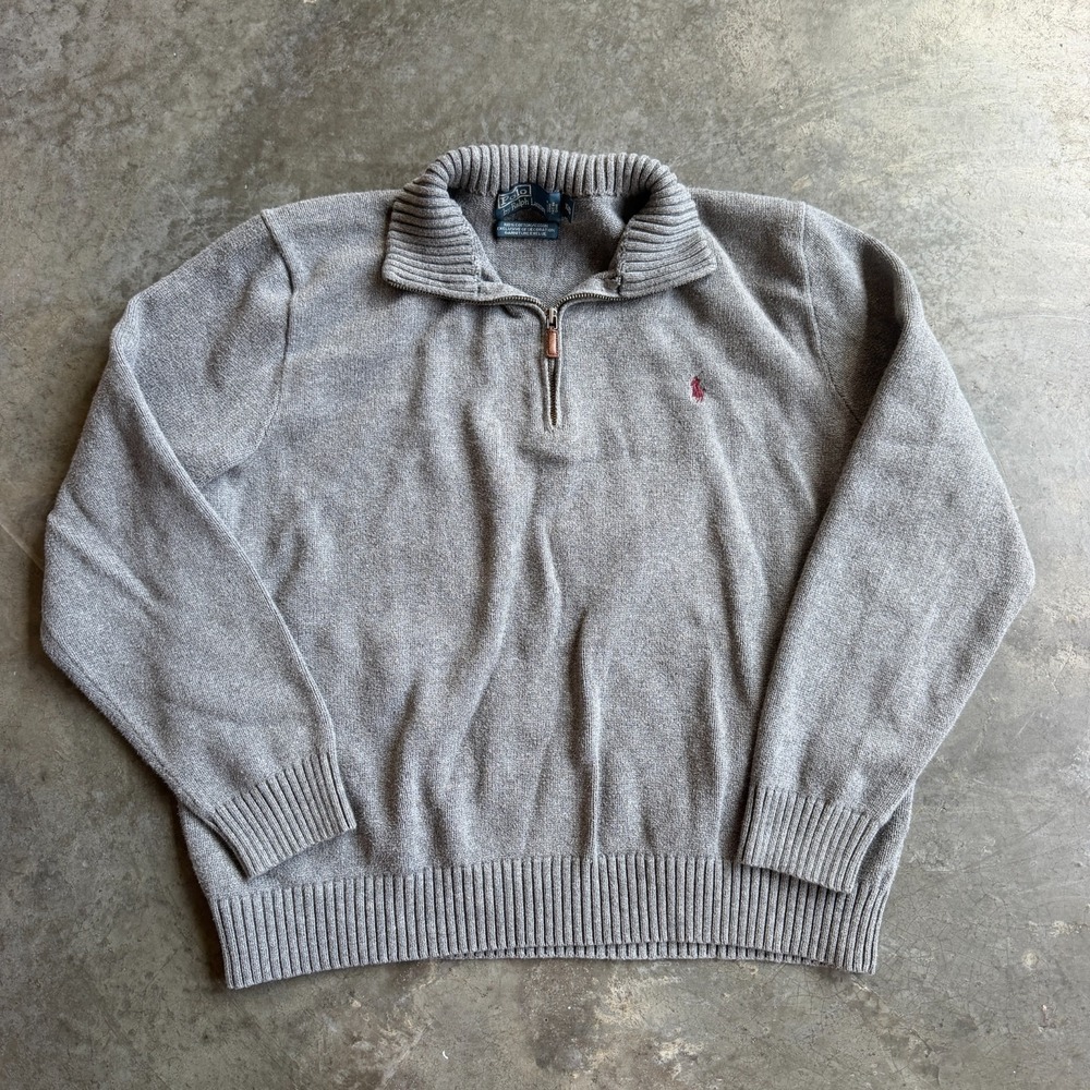 Vintage Polo Ralph Lauren Knit 1/4 Quarter Zip Sweater Pullover Mens XL 23x23